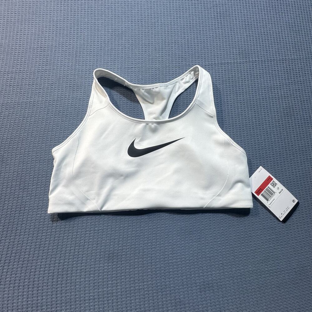 Nike Dri-Fit High Compression Swoosh‎ Sports Bra Women Sz L White Brand New